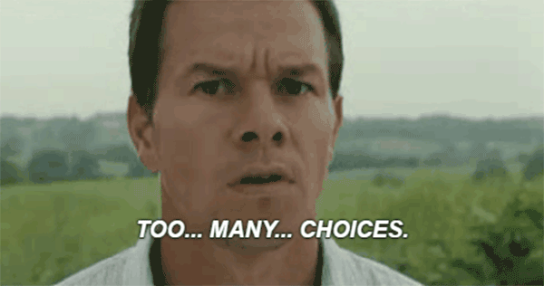 Too many choices gif Mark Walberg