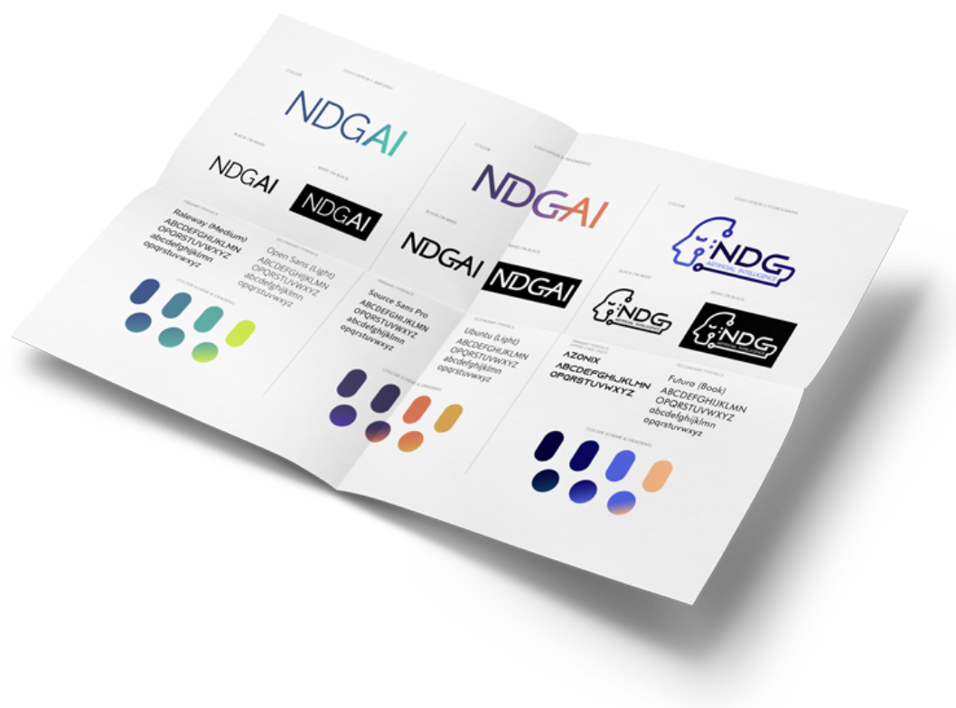 NDGAI logo design branding sheet